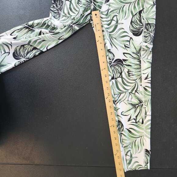 Cali‎ Active Leggings Yoga Running  Tropical Palm Floral Sz S EUC - Picture 13 of 13